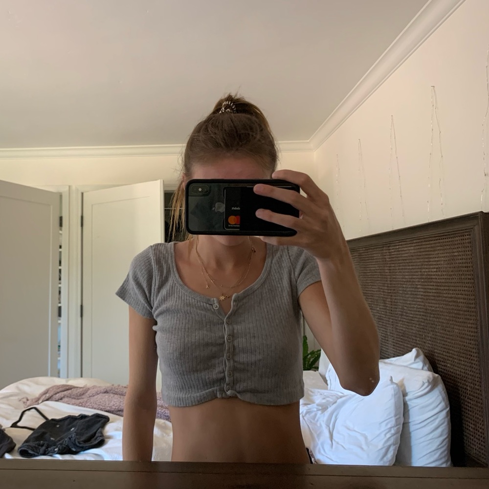Brandy Melville Gray Button up top!